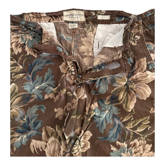 Ralph Lauren Brown and Blue Flat Front Floral Shorts - Picture 3 of 3